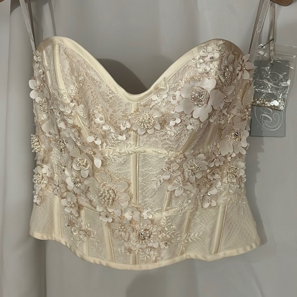 Wtoo Tops - BHLDN | Wtoo | Stunning Bridal Corset with Flower Details Sparkle Lace